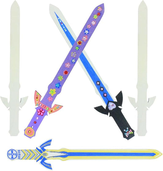 Wooden sword Ninja Pirate Style Toy Sword, Unfinished Wooden Crafts, DIY Crafts Painting Set, kids Ninja, Warrior, Viking kids Role Playing, Games, Parties (5pack) (Wooden sword), m-021