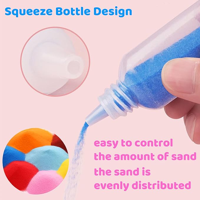 Guuozzli 24 PCS Art Sand,1.24 oz Colored Sand Bottles,Sand Arts and Crafts Kit,Scenic Sand for Kids,DIY Sand Painting,Wedding Decoration