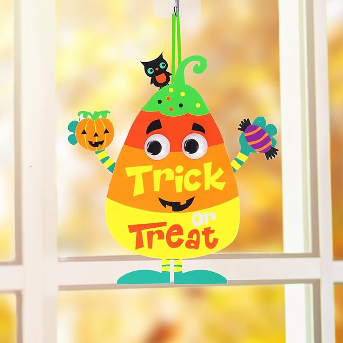 Winlyn 32 Sets Halloween Crafts Kits DIY Halloween Ornaments Decorations Art Sets Pumpkin Monster Jack-o'-Lantern Stickers Arts Crafts Supplies Kit Googly Eyes for Kids Party Home Classroom Activities