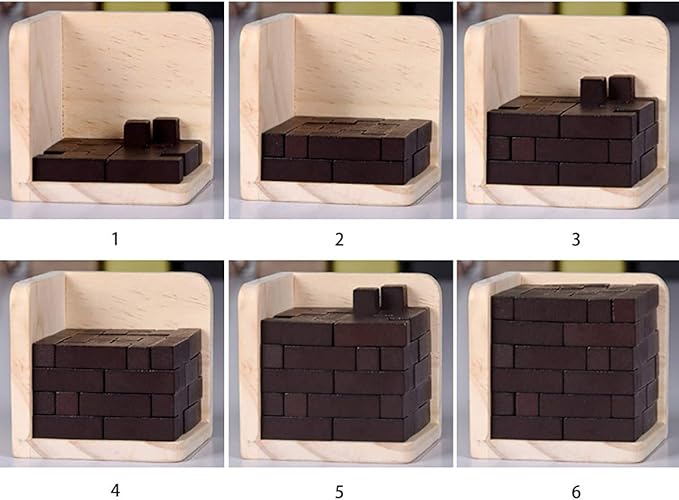 Wooden Brain Teaser Puzzle Cube Easter Basket Stuffers Wooden Puzzles T-Shaped Jigsaw Logic Puzzle Educational Toy for Kids and Adults by AHYUAN (Coffee)