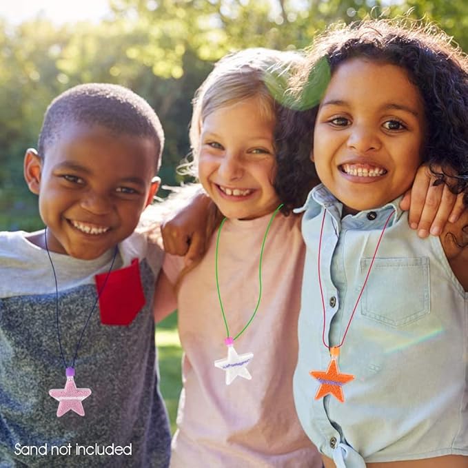 ArtCreativity Star Sand Art Bottle Necklaces, Pack of 12, Sand Art Craft Kit with Shaped Bottles, Craft Party Supplies and Party Favors for Kids - Sand Sold Separately (Star)