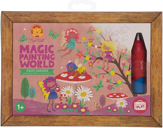 Tiger Tribe: Magic Water Painting World - Fairy Garden - 4 Reusable Cards, Scene Reveal, Mess-Free Water Coloring, Seek & Find Activities, Kids Age 1+