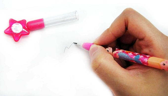 TINYMILLS 24 Pcs Mermaids Multi Point Stackable Push Pencil Assortment with Eraser for Shark Birthday Party Favor Prize Carnival Goodie Bag Stuffers Classroom Rewards Pinata Fillers