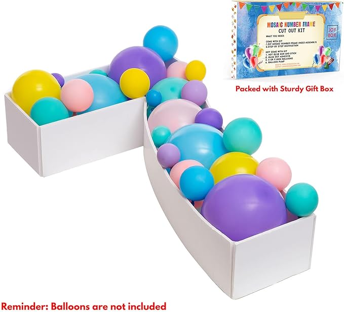 Mosaic Balloon Numbers Frame Light Up Numbers 7 Pre-Cut Large Foam Board Sign Cut-out for Boy Girl Birthday Backdrop Anniversary Decoration