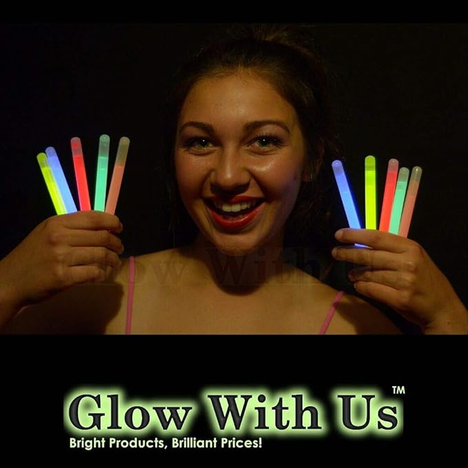 Glow Sticks Bulk Wholesale, 50 4” Glow Stick Light Sticks. Assorted Bright Colors, Kids Love Them! Glow 8-12 Hrs, 2-Year Shelf Life, Sturdy Packaging, GlowWithUs Brand