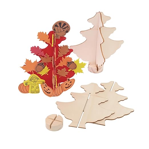 Wooden Tree, Colorations, Set of 12, Easy Assembly, Arts & Crafts, Holiday Project, Seasonal Craft, Nature, for Kids, Decorate, DIY, DYO, Personalize, Gifts, School, Teacher, Christmas