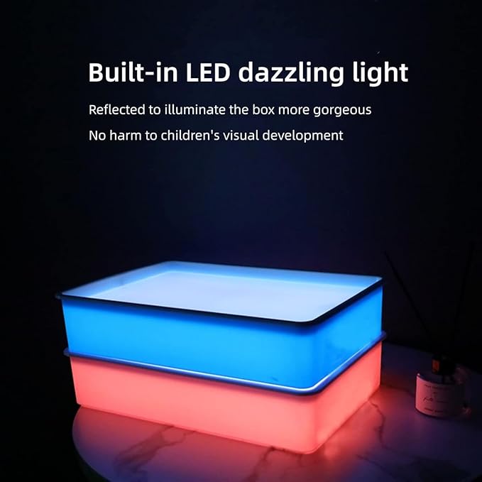 Sand Painting Light Box, Sensory Light Table for Kids - 3 Color Temperature & 10 Levels Adjustable Brightness, 16" (Blue)