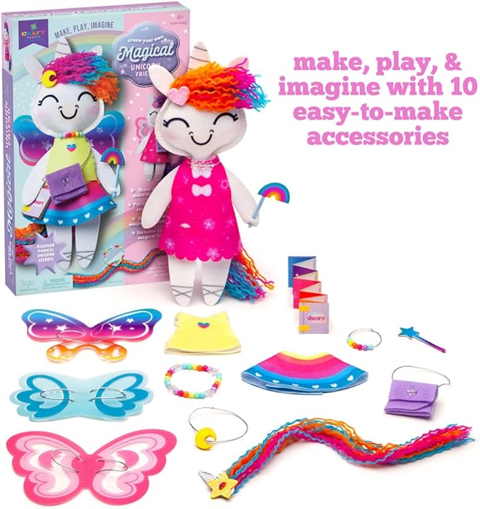 Craft-tastic —Make a Unicorn Friend Craft Kit — Learn to Make Easy-to-Sew Stuffie with Clothes & Accessories — Ages 4+