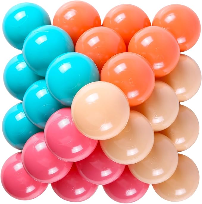 GOGOSO Ball Pit Balls for Toddlers - Soft and Gentle 100pcs 2.15inch plasticsball Christmas Decoration Birthday Gifts,Orange+Pink+Blue+Beige