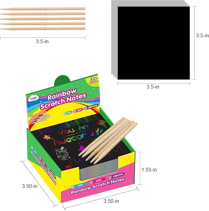 ZMLM Rainbow Scratch Paper Art Mini Notes Easter Basket Stuffers for Kids Teens Gifts Ages 4-8 Bulk Craft Supplies for Girls Boys Birthday Classroom Party Games Toy Stocking Stuffers