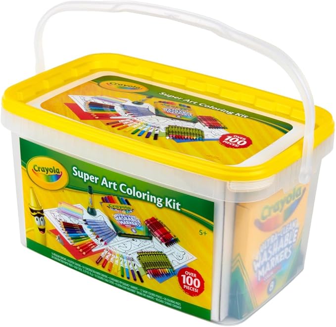 Crayola Super Art Coloring Kit (100+ Pcs), Arts & Crafts Set for Kids, Coloring Supplies, Arts & Crafts Set, Gifts for Kids [Amazon Exclusive]