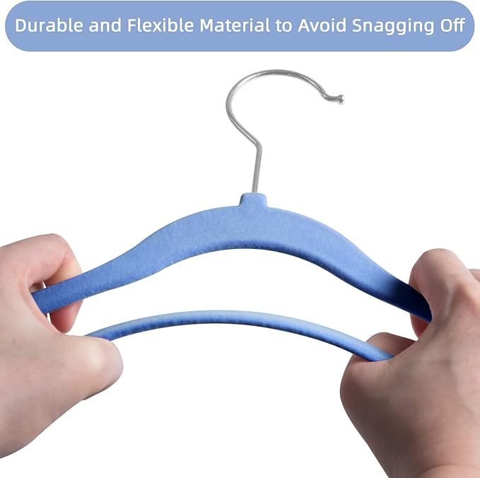 GoodtoU Kids Velvet Hangers,30 Pack Baby Hangers for Closet Non Slip Velvet Clothes Hangers Coat Hangers for Toddler Children Infant Hanger (Blue 30Pack)