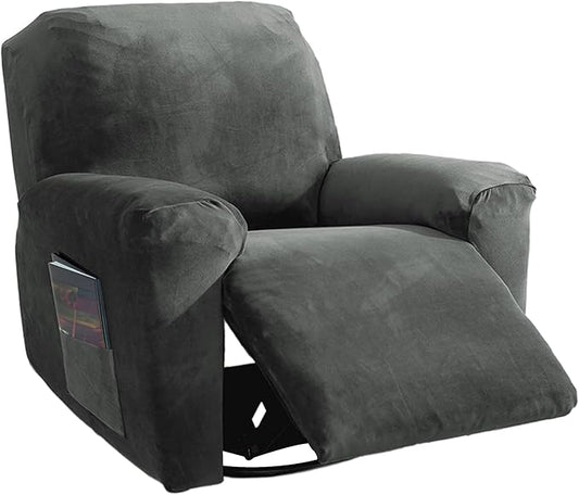 NORTHERN BROTHERS Stretchy Recliner Chair Covers, Velvet Recliner Covers, Lazy Boy Chair Cover (Dark Grey, XL 1 Seat)