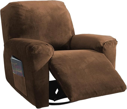 NORTHERN BROTHERS Stretchy Recliner Chair Covers, Velvet Recliner Covers, Lazy Boy Chair Cover (Brown, 1 Seat)