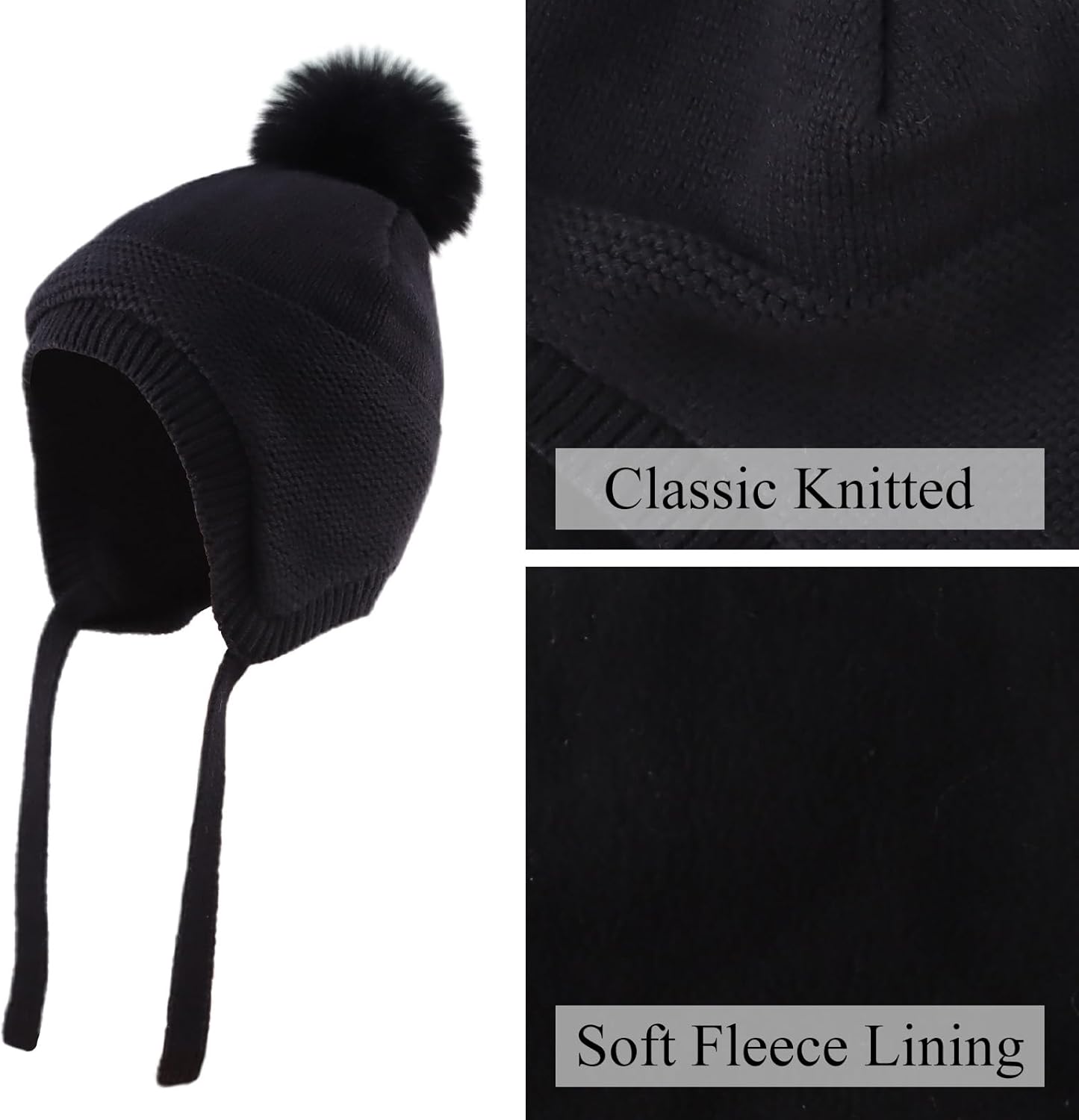 Basic Winter Baby Beanie Gloves Boys Girls Knitted Hat Pompom Kids Earflap Hats Warm Infant Toddler Beanie Mittens Set