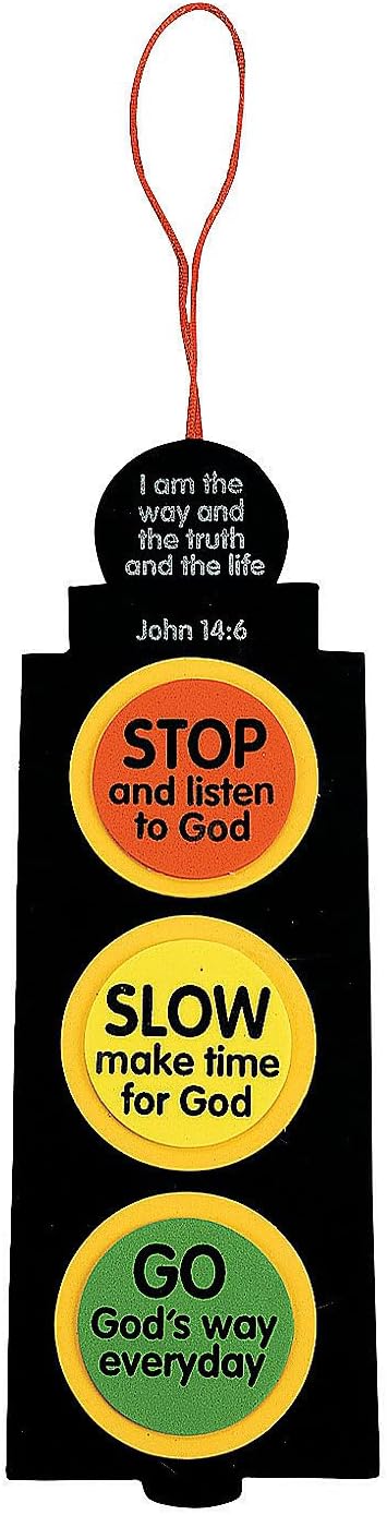 Inspirational Traffic Light Craft Kit - Makes 12 - Features Bible Scripture John 14:6. - Crafts for Kids and Fun Home Activities