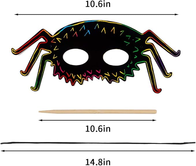 CCINEE 36pcs Halloween Scratch Paper Mask, Magic Scratch Off Art Masks with Elastic Cords and Wood Stylus for Halloween Costume Dress up Party Decorations