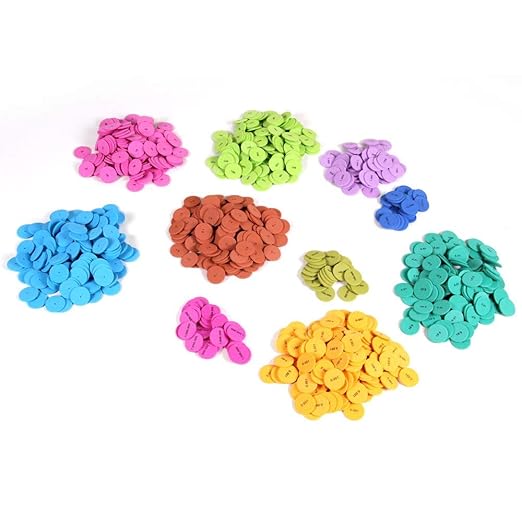 hand2mind Soft Foam Place Value Disks 10 Values, Counting Chips for Kids, Math Counters Kindergarten, Math Teacher Supplies, Base 10 Math Manipulatives for Elementary School (Pack of 875)