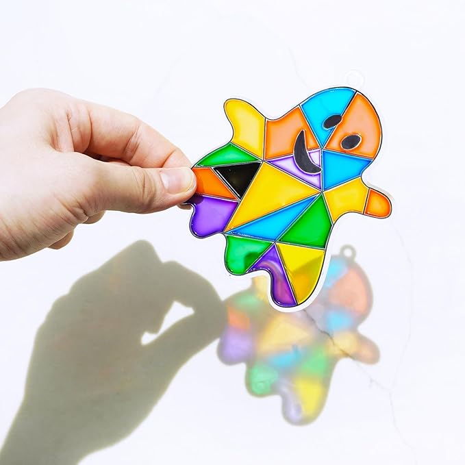 Winlyn 27 Sets Halloween Ghost Suncatchers Ornaments Decorations DIY Window Paint Art Suncatchers Halloween Craft Kits Suncatchers Painting Kits for Kids Classroom Activities Art Projects Part Favors