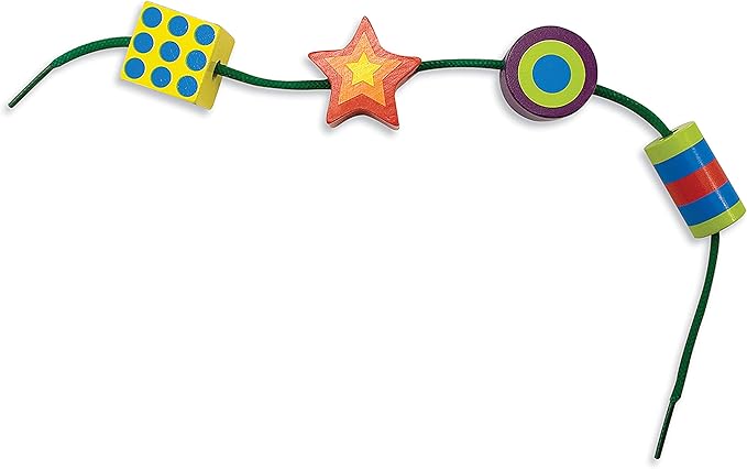 Melissa & Doug Deluxe Wooden Lacing Beads - Educational Activity With 27 Beads and 2 Laces