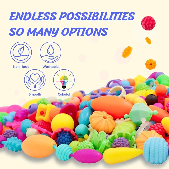 VERTOY Girls Toys Pop Beads Jewelry Making Kit for Toddlers - Arts and Crafts Kit for Girls Age 3 4 5 6 7 8 Year Old, Necklace Bracelet and Ring Creativity Snap Set, Best Children Birthday Gift