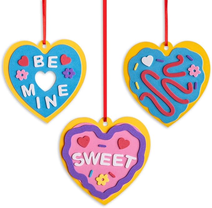 XJF Foam Valentine Craft Kit for Kids,Make 24 Foam Hearts,Foam Heart Stickers for Valentine's Day DIY Craft Supplies School,Church,Classroom Project