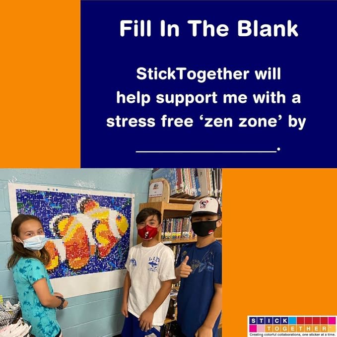 Clownfish Mosaic Sticker Art Kit for Kids and Adults, Large Sticker by Number/Letter Poster 36" x 40" with 3,996 Stickers, Paint by Stickers Puzzle for School, Classroom, Home