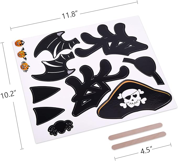 Halloween Pumpkin Decorating Kits,12 Sheets,66 Pcs,Makes 24 Pumpkins(12 Designs)- Halloween Party Supplies Trick or Treat Party Favors