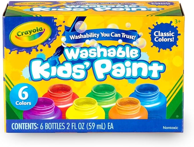 Crayola Washable Kids Paint Set (12ct), Classic and Glitter Paint for Kids, Arts & Crafts Supplies, Toddler Painting Kit, 3+ [Amazon Exclusive]