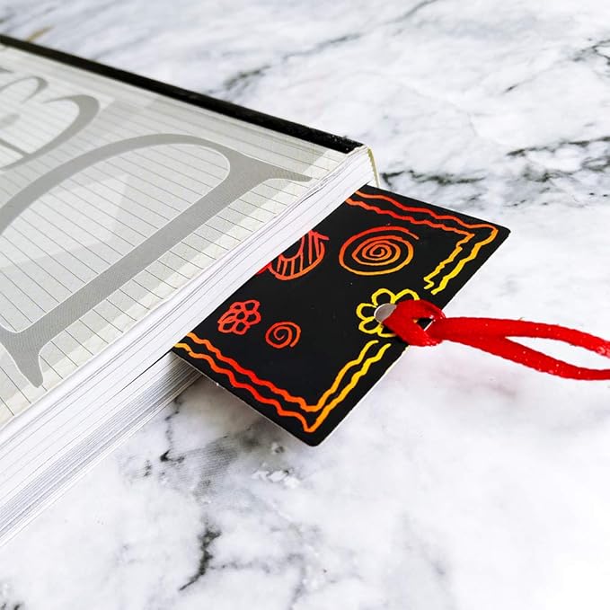 Supla 36 Set 2 Style Magic Scratch Rainbow Bookmarks Making Kit for Kids Students Party Favor Scratch Paper DIY Bookmarks Bulk with Scratching Tools Satin Ribbons for Classroom Activities