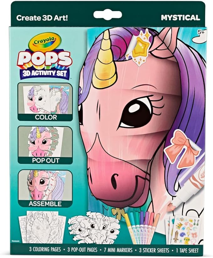 Crayola POPs 3D Kids Art Set, Mystical, Coloring Book Alternative, Gift for Girls & Boys, Ages 5+