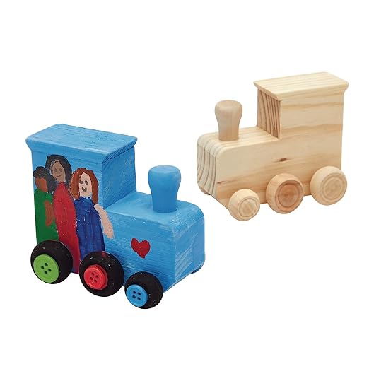Colorations® Decorate Your Own Wooden Trains, Set of 12, Craft for Kids & Fun Home Activities, Create Unique & Personal Designs, Fun Kids Craft Project, Craft Project for Boys & Girls, Craft & Enjoy!