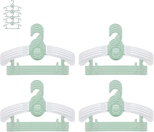 JSF Set of 20pcs Baby Hangers, Baby Hangers for Closet, Durable Non Slip Baby Hangers, 11-14" Baby Hangers for Closet, Green Hanger