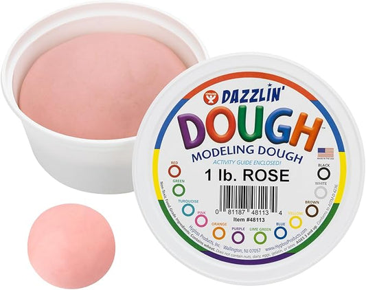 Hygloss Play Modeling Dough - Rose Dough Unscented - Safe & Non-Toxic for Kids Arts & Crafts - Party Favors - Classroom Supplies - 1lb