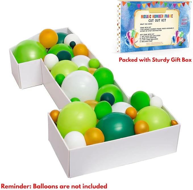 Mosaic Balloon Frame Light Up Marquee Pre-Cut Kit Number 1 Cut-out Extra Large Foam Board First Birthday Backdrop 1st Birthday Boy Girl Party Anniversary Decorations