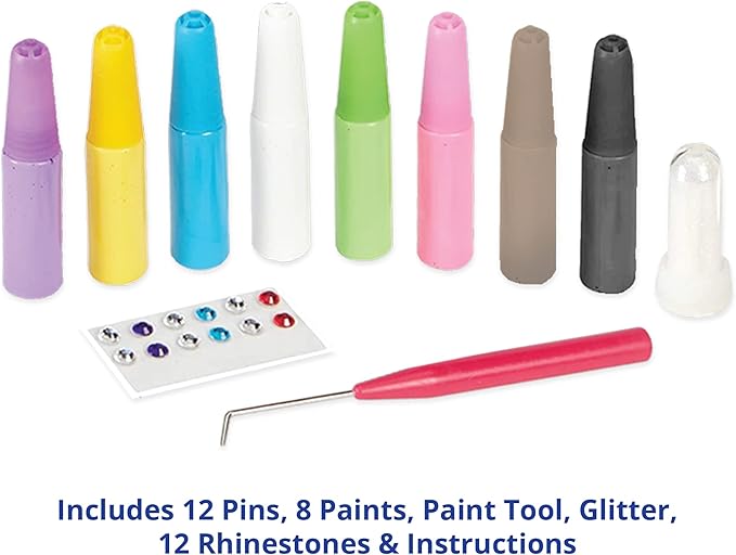 Breyer Horses Paint and Wear Enamel Pins Craft Set | Pins, Paints, Glitter & Rhinestones | Includes 12 Enamel Pins | Model #4240