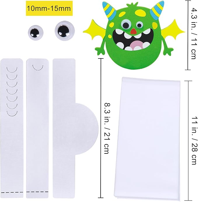 Winlyn 24 Sets Halloween Headbands Craft Kits Crown Art Sets Jack-o'-lantern Candy Corns Ghost Monster Bat Paper Hat with Halloween Foam Stickers for Kids Halloween Classroom Activities Party Favors