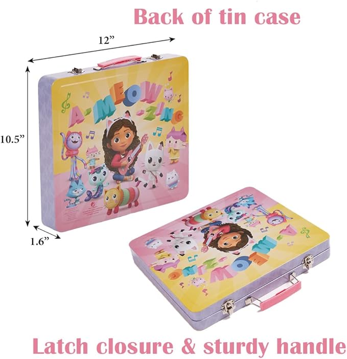 Innovative Designs DreamWorks Gabby’s Dollhouse Deluxe Activity Set with Carrying Tin, Coloring Sheets, Tattoos, Stickers, & Art Supplies