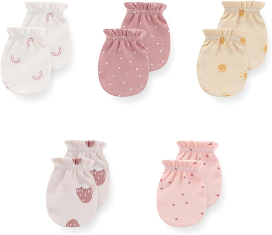 5 Pack Unisex New Born Boy Girls No Scratch Mittens Cotton Soft Baby Gloves Accessory 0-3 Months Infant Essentials