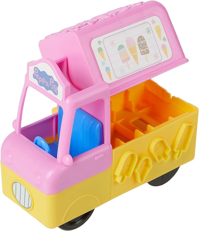 Play-Doh Peppa's Ice Cream Playset with Truck, Peppa Pig and George Figures, and 5 Non-Toxic Modeling Compound Cans, Toy for Kids 3 Years and Up