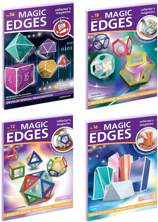 Polyhedra Magic Edges. Set #4 / The Simplest Polyhedra. 3D Paper Model Kits. Platonic Solids. Archimedean Solids. Prisms. Pyramids.