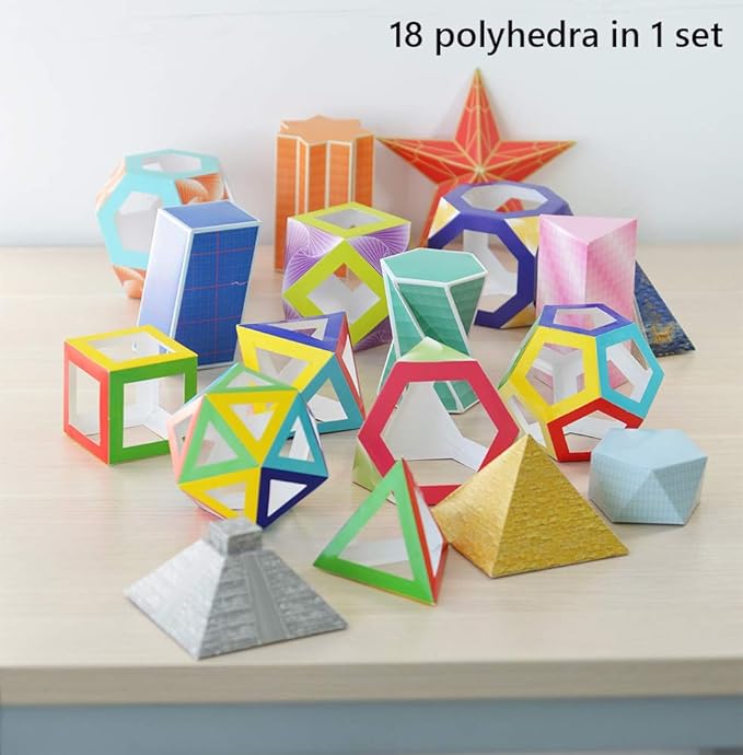Polyhedra Magic Edges. Set #4 / The Simplest Polyhedra. 3D Paper Model Kits. Platonic Solids. Archimedean Solids. Prisms. Pyramids.