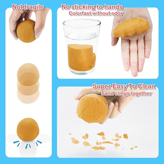 Play Sand Kit, 54Pcs Sandbox Toys Set for Boys Girls, 3lbs Magic Orange Sand, Mold Tools, Inflatable Tray, Storage Box, Funny Birthday Christmas Gift