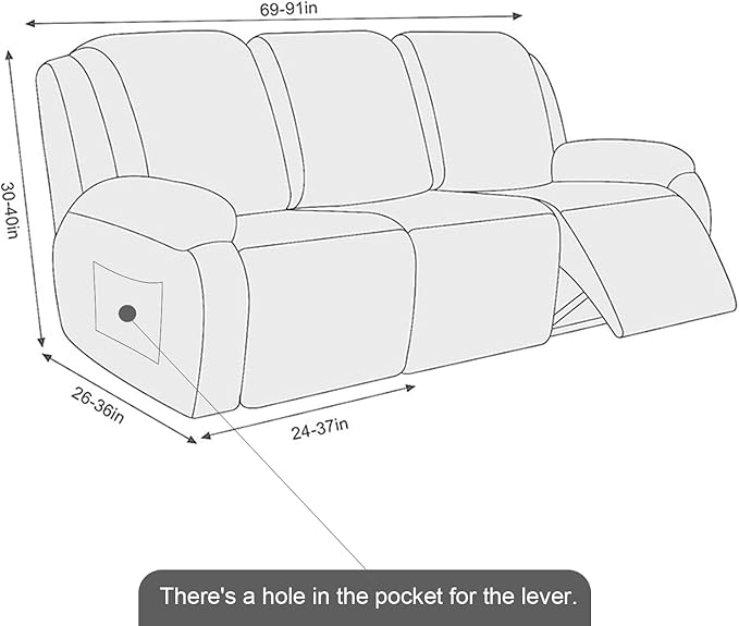 NORTHERN BROTHERS Stretchy Recliner Sofa Covers 3 Seater, Couch Cover Recliner Sofa 3 Cushions, Sofa Recliner Covers, Black