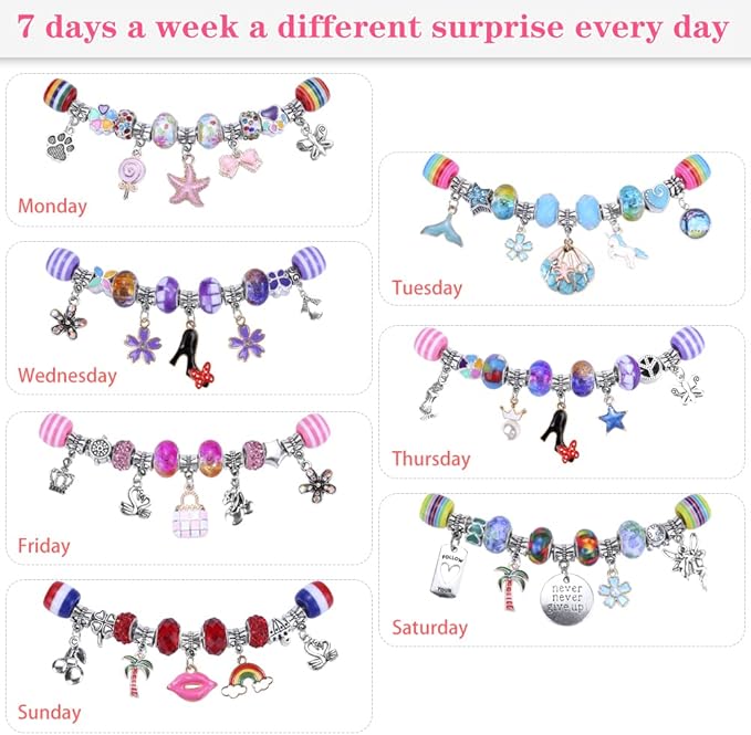VICTLOV Charm Bracelet Making Kit, DIY Craft for Girls, Unicorn/Mermaid Crafts Gifts Set for Arts and Crafts for Girls Teens Ages 5-12