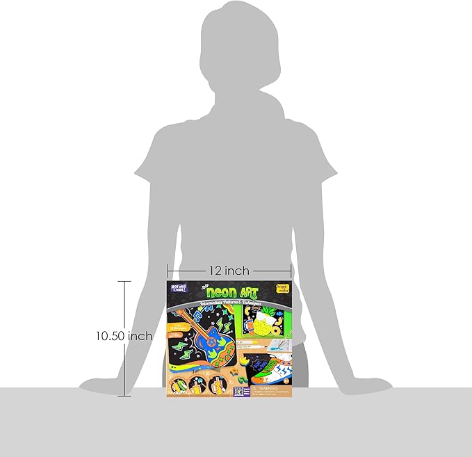 Imagimake DIY Neon Art Kit | 12 Exciting Neon Art Projects | Water Brush Pens & Stamps | Arts and Crafts for Kids Ages 8-12-16 | Arts and Crafts for Adults & Kids | Gifts for 8 Year Old Girls & Boys