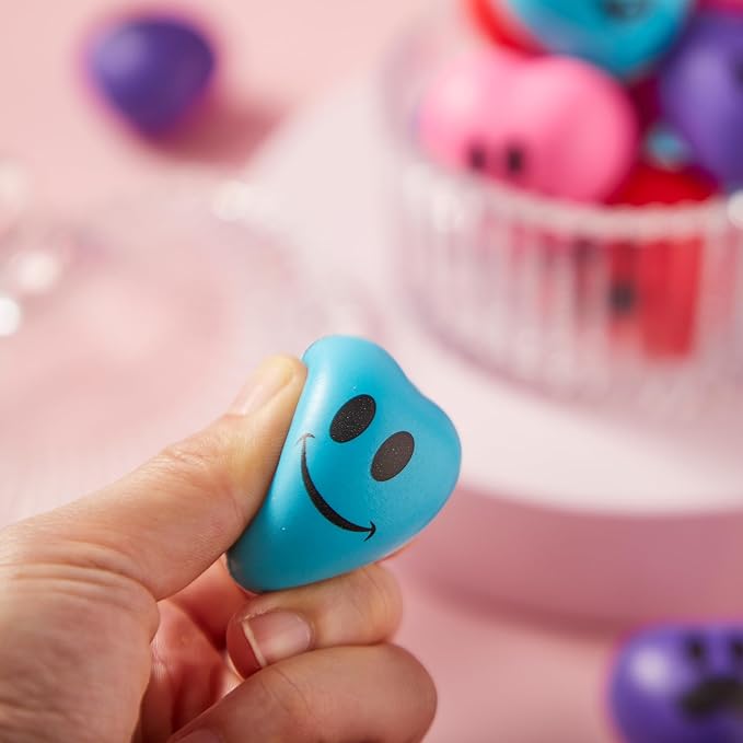 JOYIN 30 Pcs Valentine's Day Heart Shape Stress Ball, Valentines 1.5 inch Heart Squeeze Ball Squishy Toy Exchange Gift for Kids, Stress Relief Party Favors, Holiday Reward Prizes