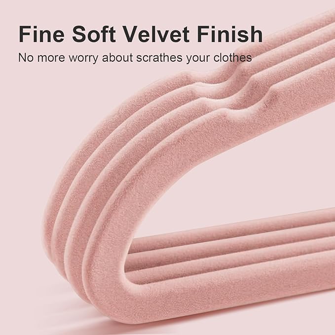 Baby Velvet Hangers, 14 Inches Kids Clothes Hangers, Non-Slip Childrens Hangers for Shirts, Pants, Skirts, Dresses, Jackets, Coat, 32 Pack Pink