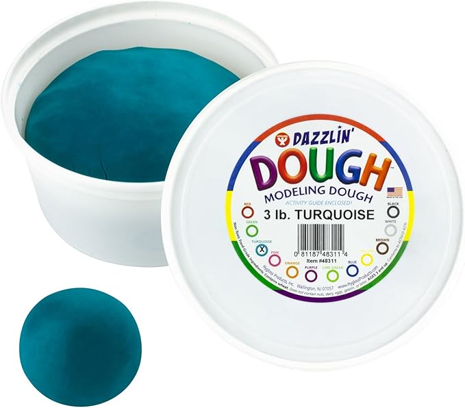 Hygloss Play Modeling Dough - Turquoise Dough Unscented - Safe & Non-Toxic for Kids Arts & Crafts - Party Favors - Classroom Supplies - 3lb