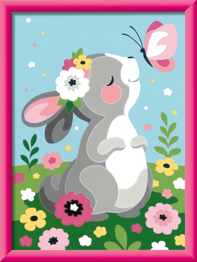Ravensburger Beautiful Bunny Paint by Numbers Kit for Kids - 20179 - Painting Arts and Crafts for Ages 7 and Up